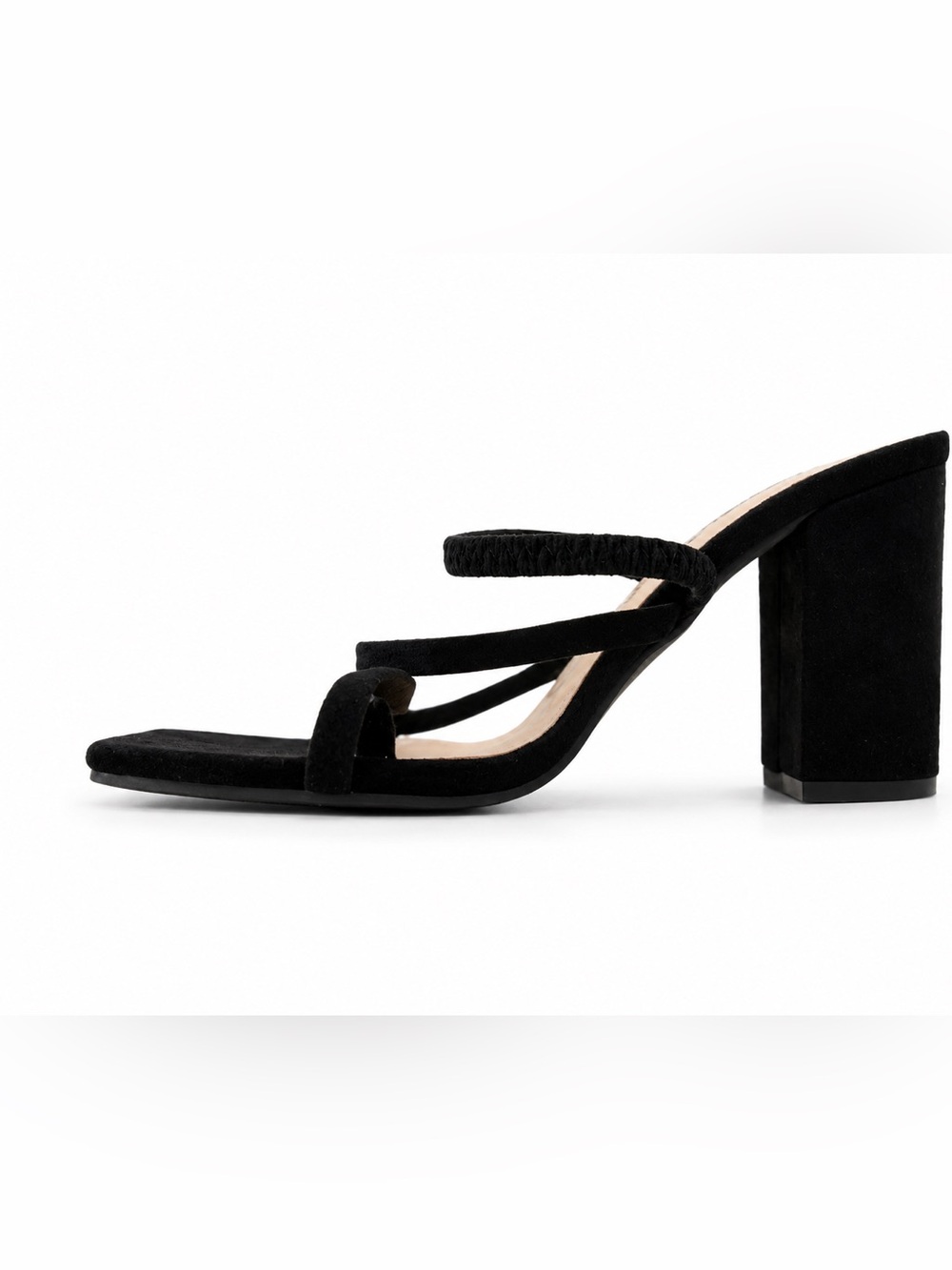 Dream Pairs Black Suede Multi-Strap Block Heel Sandals size 6.5
